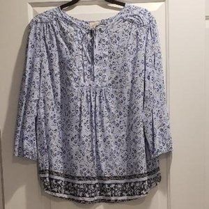 St. John's Bay 3/4 sleeve paisley blue blouse